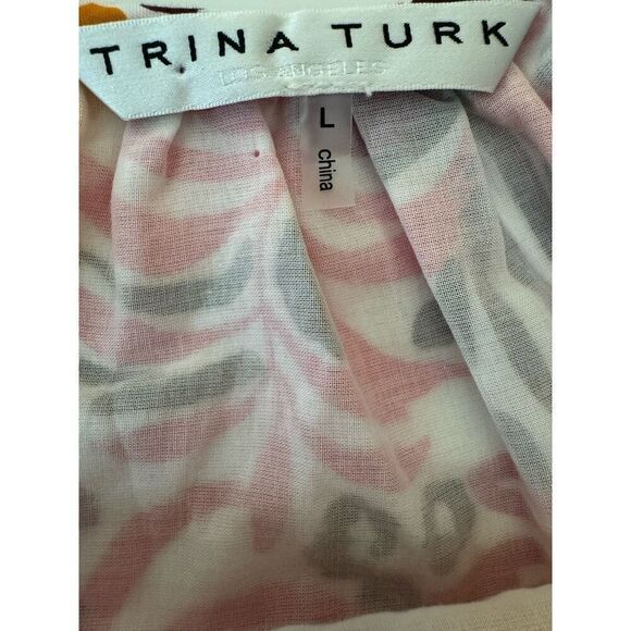 Trina Turk Tangier Oversized Cotton Dress Size L Multi Color Floral Print Beachy - Picture 4 of 4